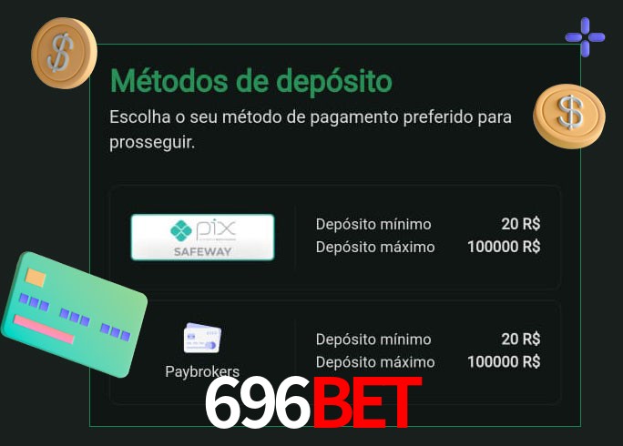 O cassino 696Bet oferece uma grande variedade de métodos de pagamento